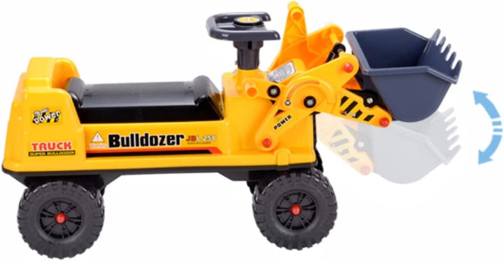 GOMINIMO Kids Ride On Bulldozer Digger Tractor Excavator Toy Car with Helmet