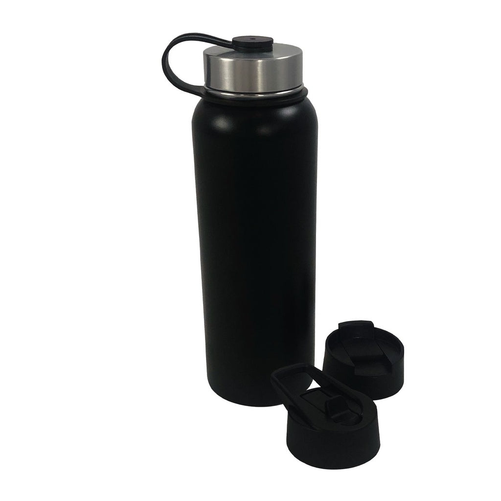 VERPEAK 40oz Vacuum Insulated Water Bottle 3 Lids with Straw (Black)