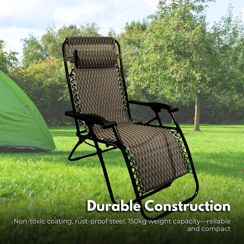 KILIROO Folding Reclining Camping Chair With Breathable Mesh (Argyle)