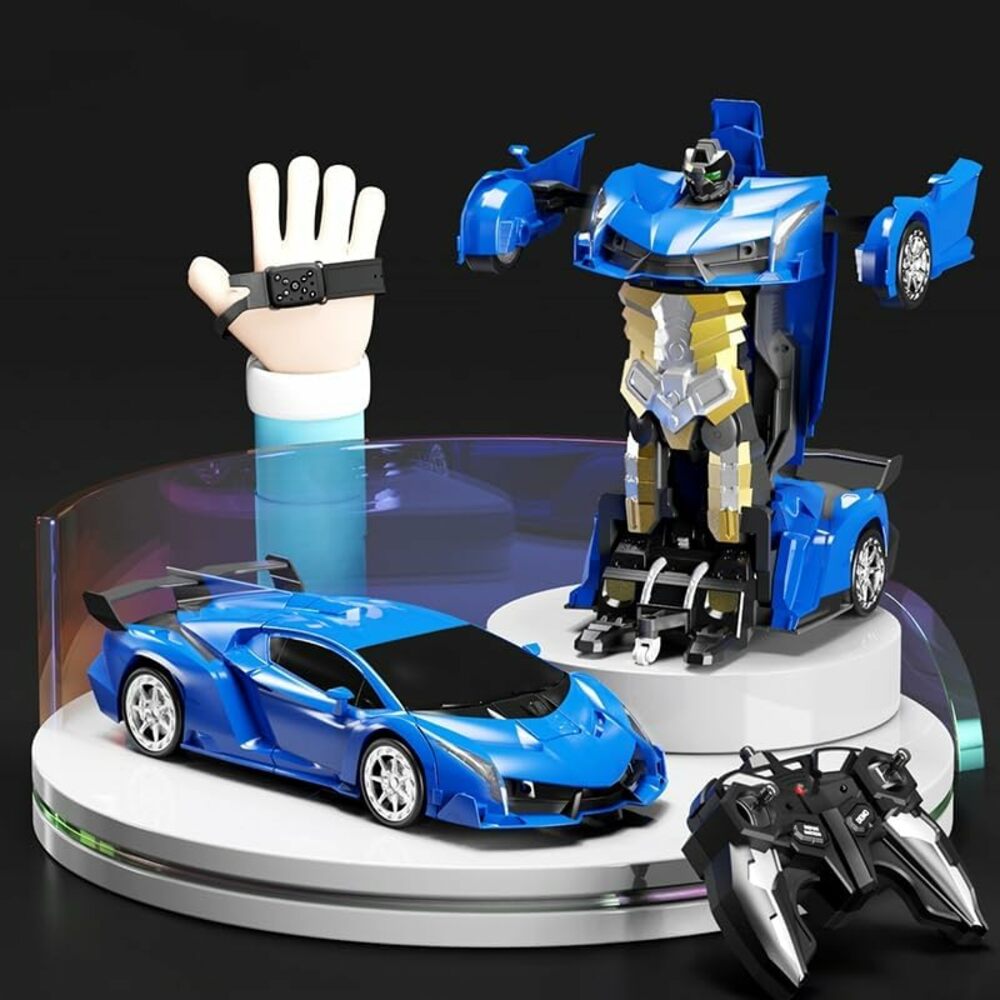 GOMINIMO Transform Car Robot Sport Car with Remote Control (Blue)