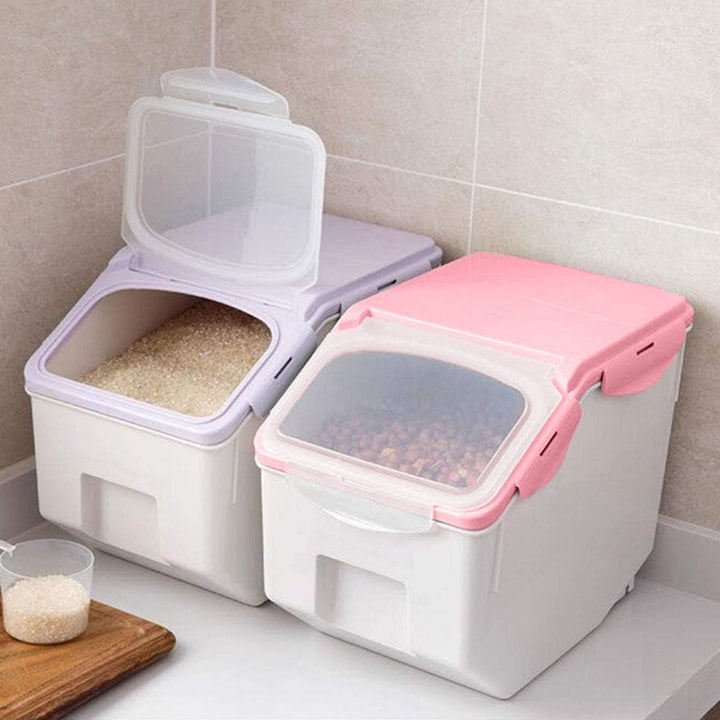 GOMINIMO Multipurpose Food Storage Container with Lids and Cup for Pet Food or Rice Grains (Pink)