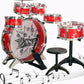 GOMINIMO Kids 6pcs Drum Set with Drummer Seat (Red) GO-KDS-100-BHP