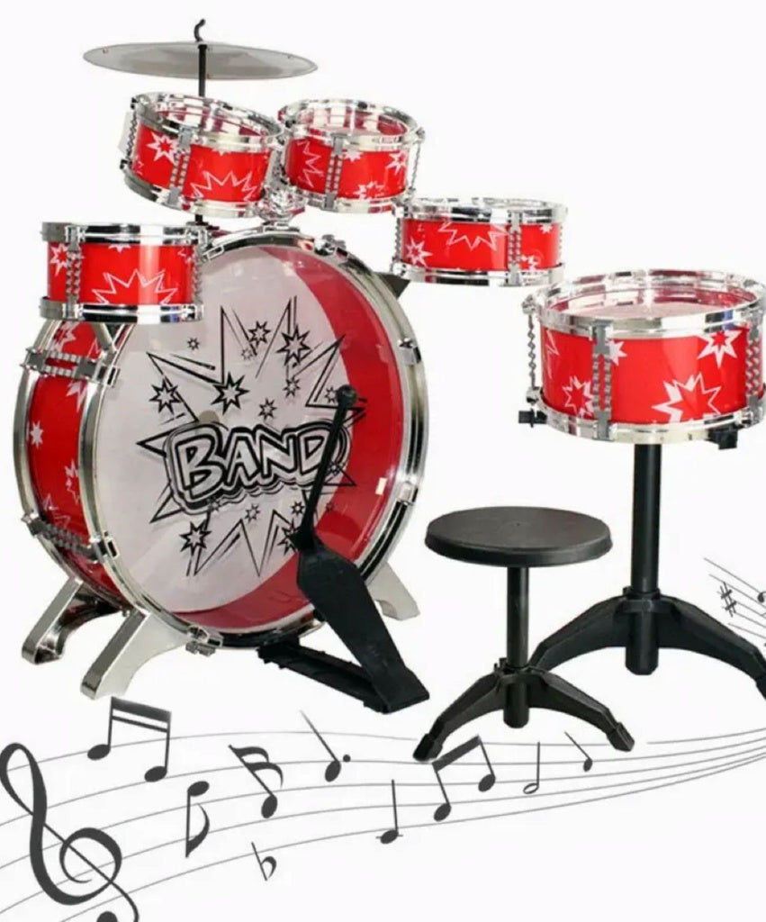 GOMINIMO Kids 6pcs Drum Set with Drummer Seat (Red) GO-KDS-100-BHP