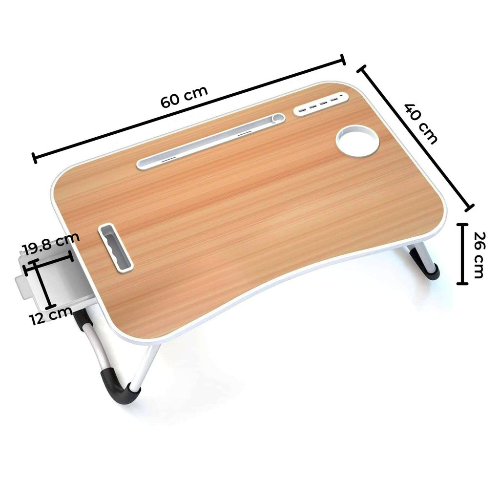 EKKIO Multifunctional Portable Bed Tray Laptop Desk with USB Charge Port (burlywood)