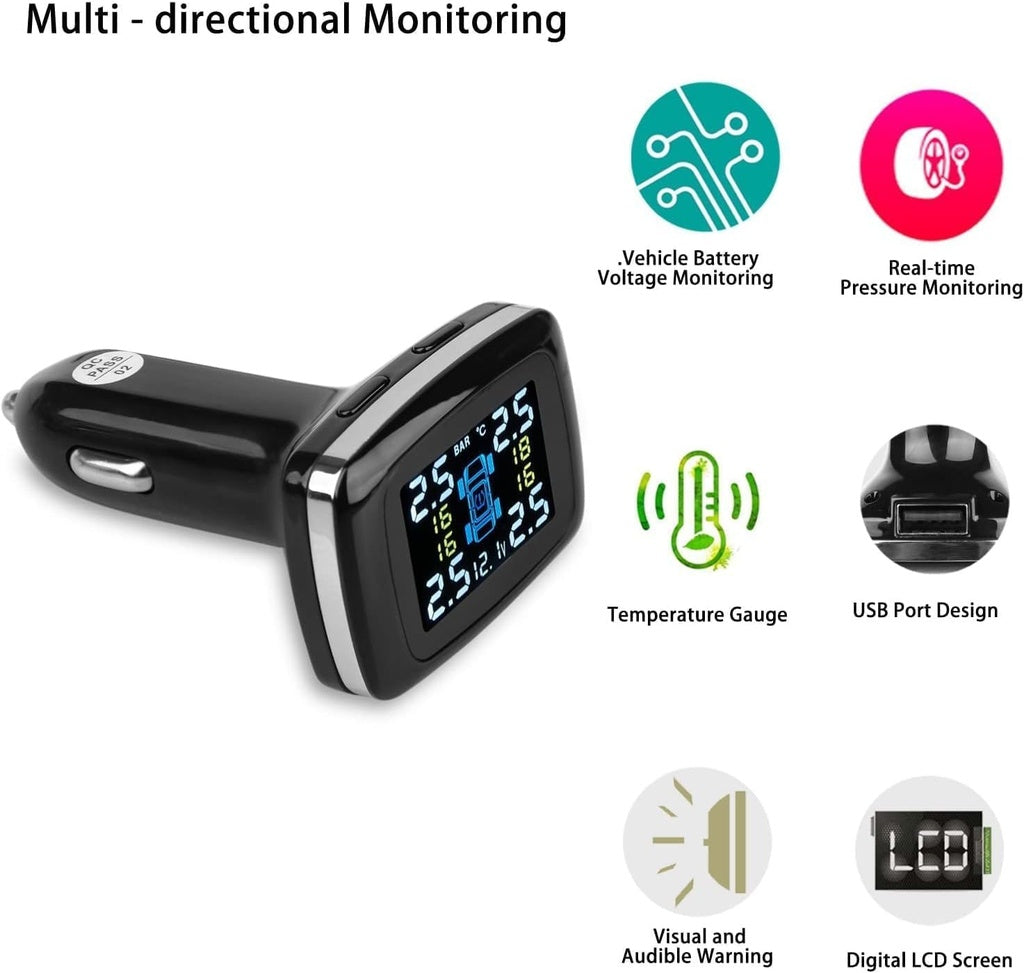 RYNOMATE Tire Pressure Monitoring System (External TPMS 12V Socket 4 Sensor)