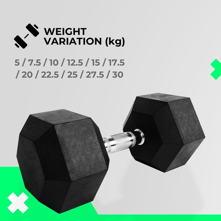 Verpeak Rubber Hex Dumbbells 22.5kg -