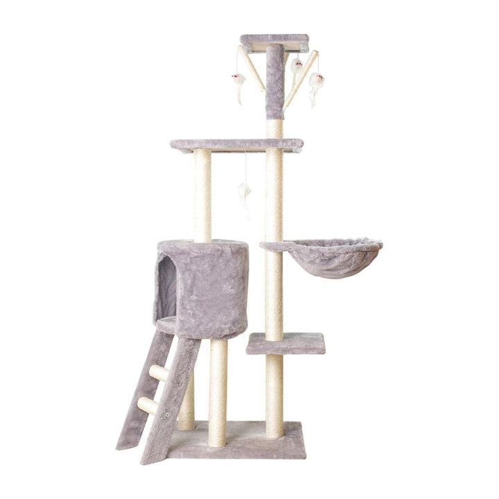 Floofi 138cm 5 Layer Plush Cat Condo Cat Tree Light Grey