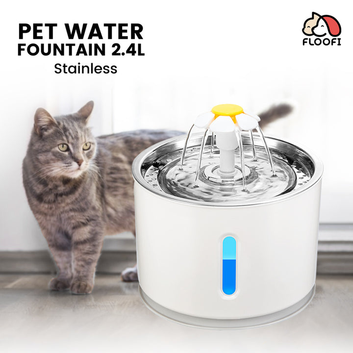 Floofi Pet Water Fountain 2.4L with Stainless Steel