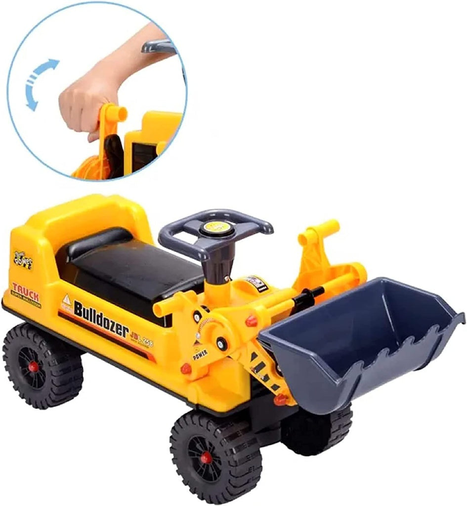 GOMINIMO Kids Ride On Bulldozer Digger Tractor Excavator Toy Car with Helmet