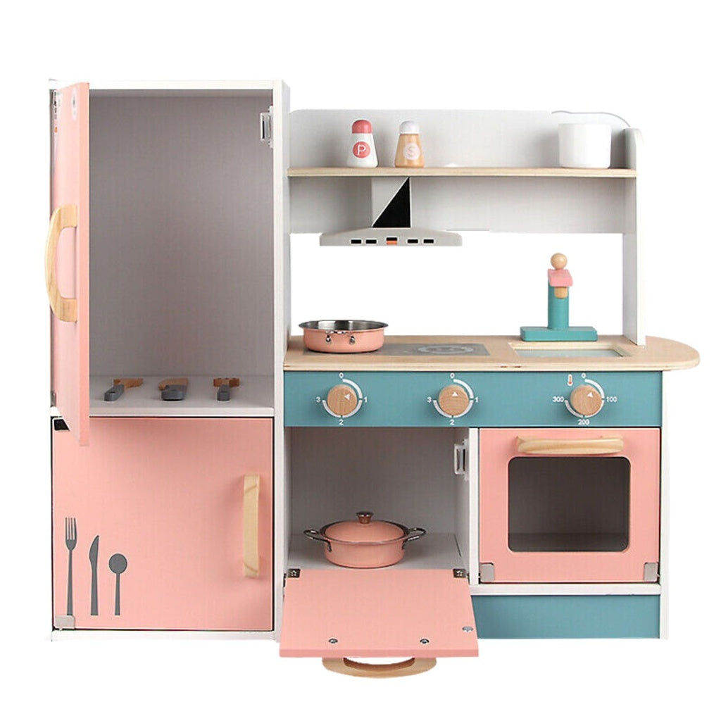 EKKIO Wooden Kitchen Playset for Kids (Refrigerator Kitchen Set)