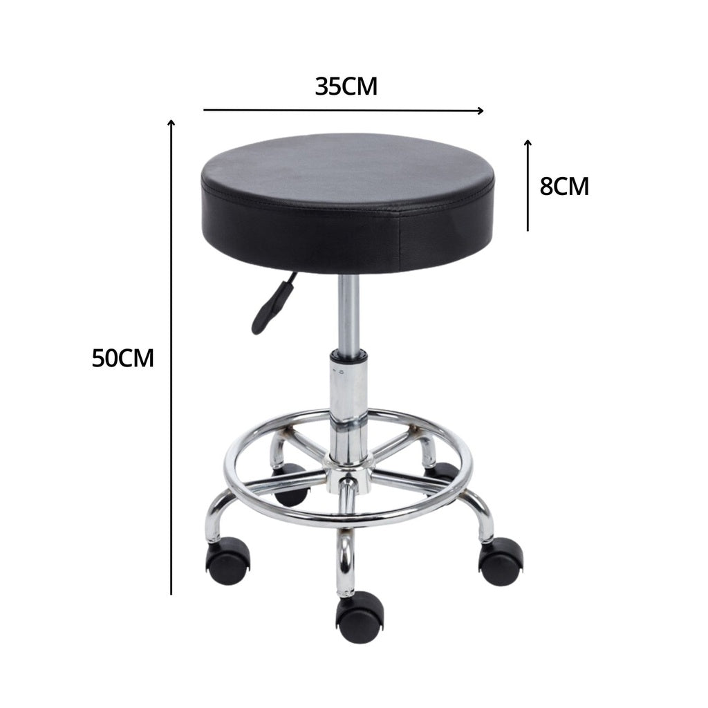 EKKIO Round Salon Stool with Adjustable Height (Black)