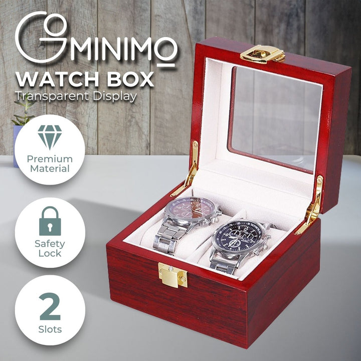 GOMINIMO Watch Display Box (2 Slot / Red Wood)