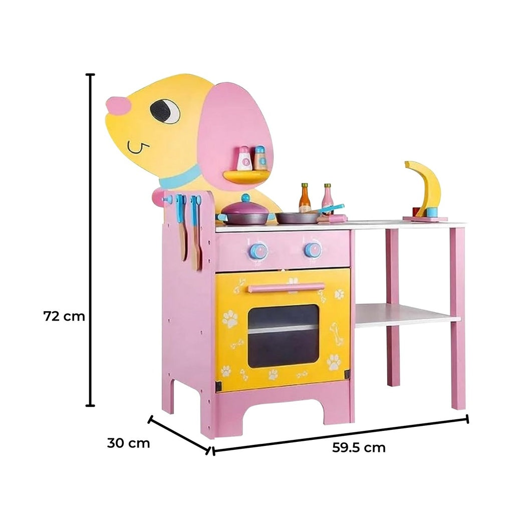 EKKIO Wooden Kitchen Playset for Kids (Puppy Shape Kitchen Set)