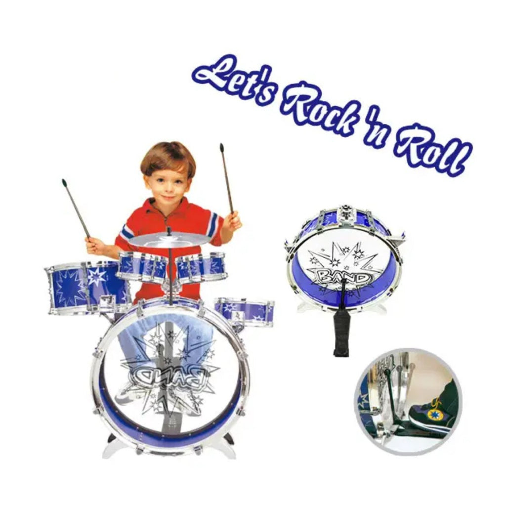 GOMINIMO Kids 6pcs Drum Set with Drummer Seat (Blue) GO-KDS-101-BHP