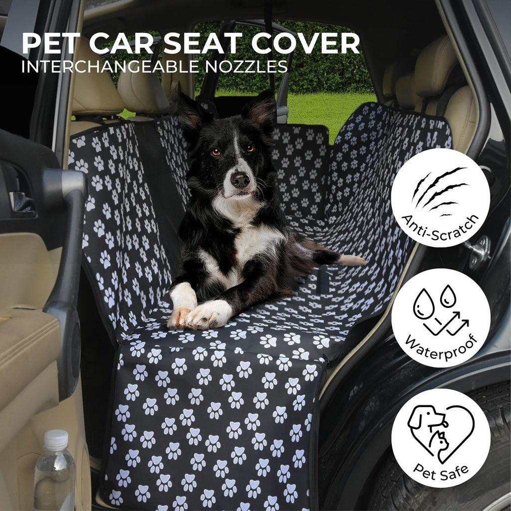 FLOOFI 140 x 145cm Pets Car Back Seat Cover Hammock (Black)