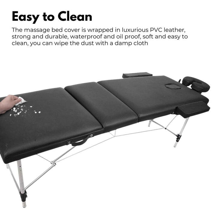 ONIREST 3 Fold Adjustable Portable Massage Bed (Black)