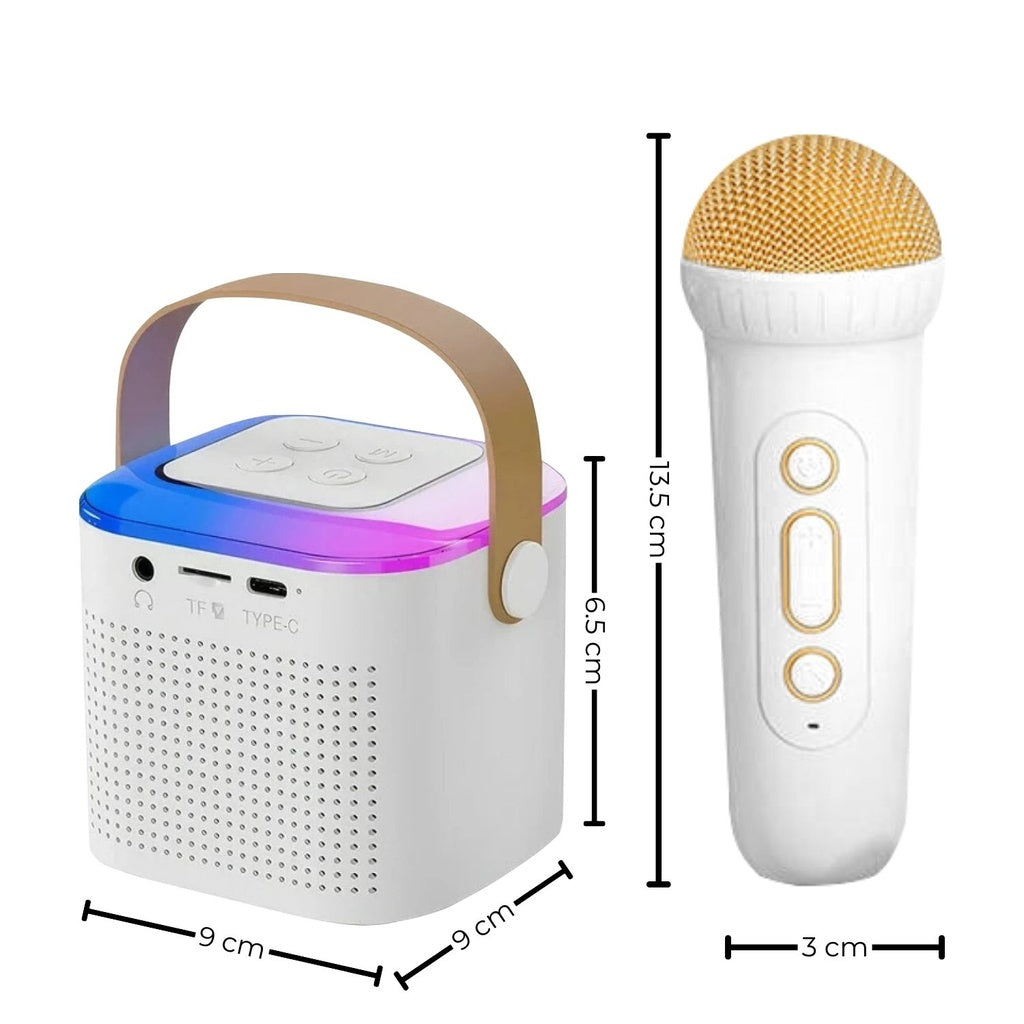 GOMINIMO Portable Bluetooth Karaoke Speaker with 2 Wireless Microphones and Lights (Beige)