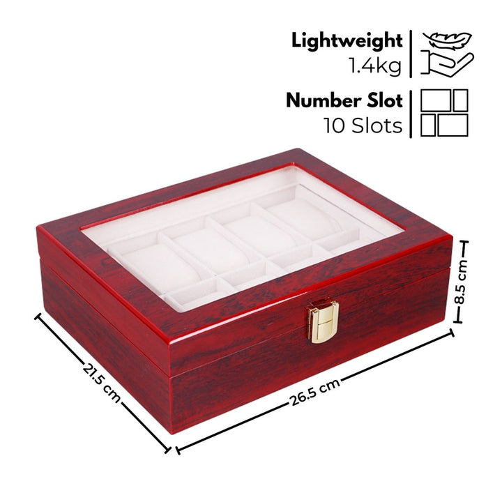 GOMINIMO 10 Slot Watch Display Box Red Wood