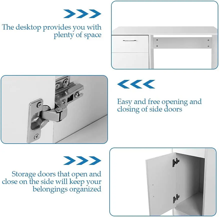 EKKIO Office Computer Desk with 1 Drawer (White)