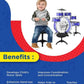 GOMINIMO Kids 6pcs Drum Set with Drummer Seat (Blue) GO-KDS-101-BHP