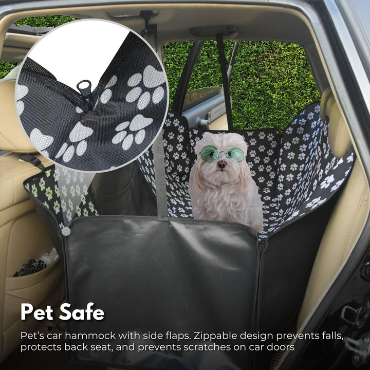 FLOOFI 140 x 145cm Pets Car Back Seat Cover Hammock (Black)