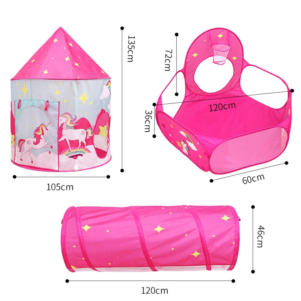 GOMINIMO 3 in 1 Unicorn Style Kids Play Tent (Pink)