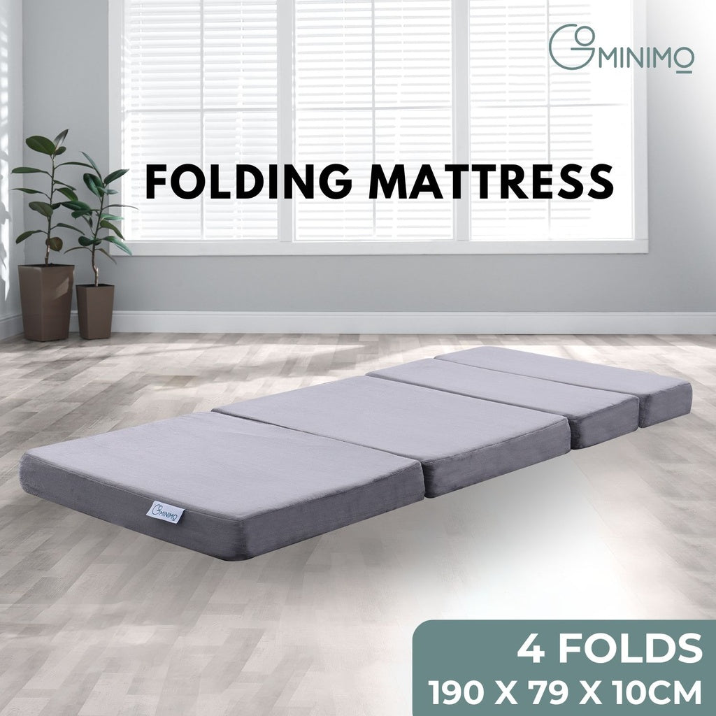 GOMINIMO 4 Fold Memory Foam Folding Mattress Dark Grey Velvet