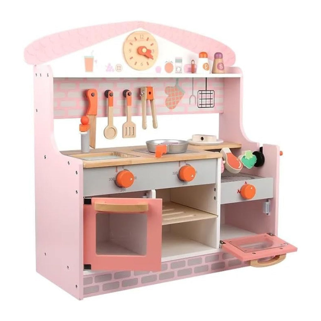 EKKIO Wooden Kitchen Playset for Kids (BBQ Kitchen Set)