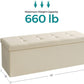 SONGMICS 109cm Folding Storage Ottoman Bench Beige