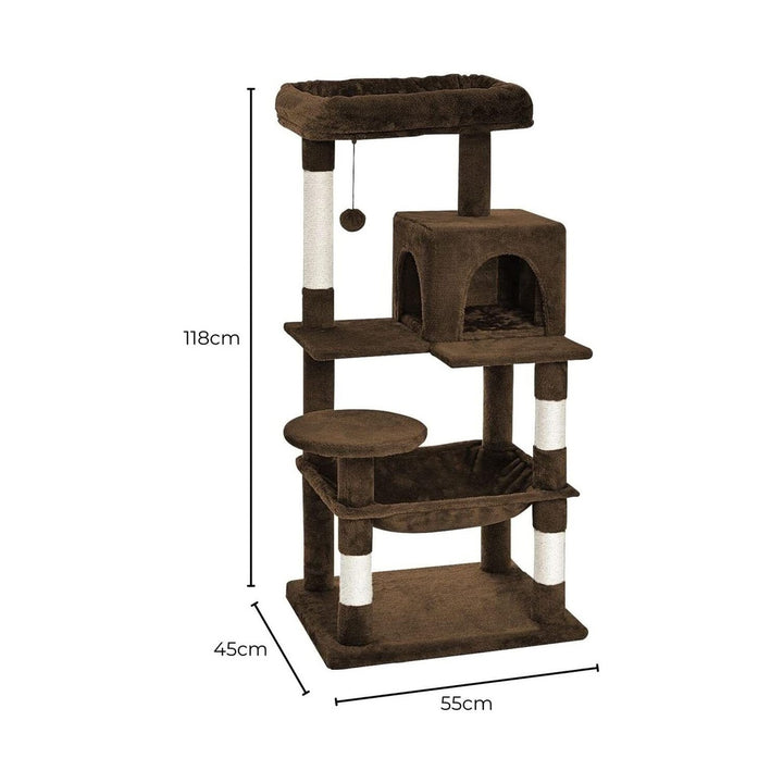 Floofi 118cm Plush Cat Condo Cat Tree Brown