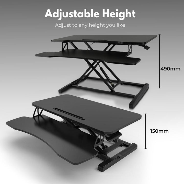 EKKIO Adjustable Standing Desk Riser with Gas Spring (Black)