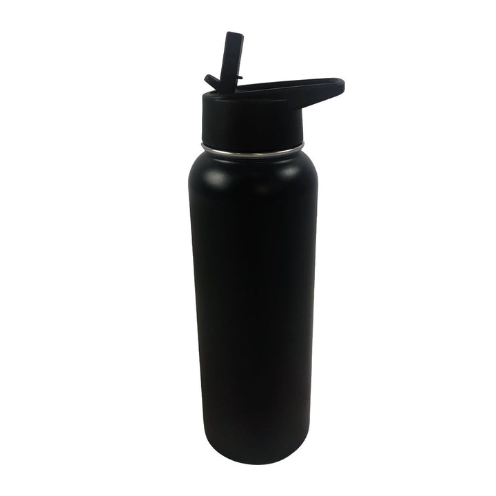 VERPEAK 40oz Vacuum Insulated Water Bottle 3 Lids with Straw (Black)