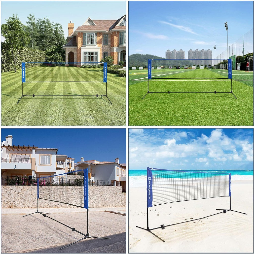 SONGMICS 4m Portable Tennis Badminton Net Blue