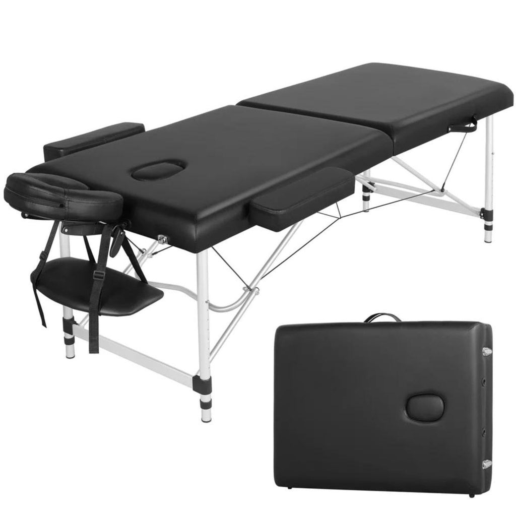 ONIREST 2 Fold Adjustable Portable Massage Bed (Black)