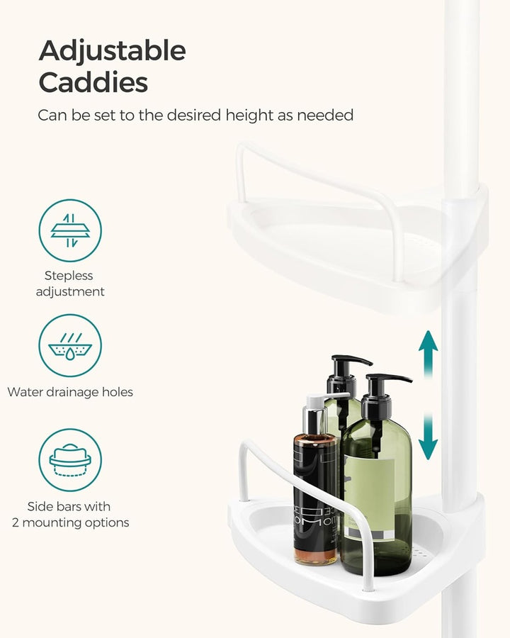 SONGMICS Adjustable Bathroom Corner Shelf with 4 Trays White