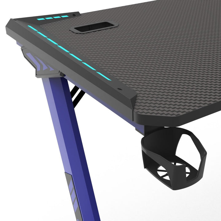 EKKIO RGB Gaming Desk Z Shape Blue 140cm EK-GD-108-AL