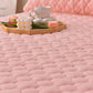 SOGA 2X Pink 153cm Wide Mattress Cover Thick Quilted Fleece Stretchable Clover Design Bed Spread Sheet Protector with Pillow Covers