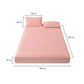 SOGA 2X Pink 183cm Wide Mattress Cover Thick Quilted Fleece Stretchable Clover Design Bed Spread Sheet Protector with Pillow Covers