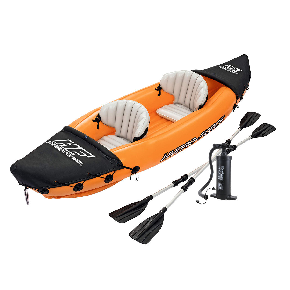 Bestway Lite-Rapid 2 Person Kayak Oars Hand Pump Fins Inflatable 3.21m x 88cm