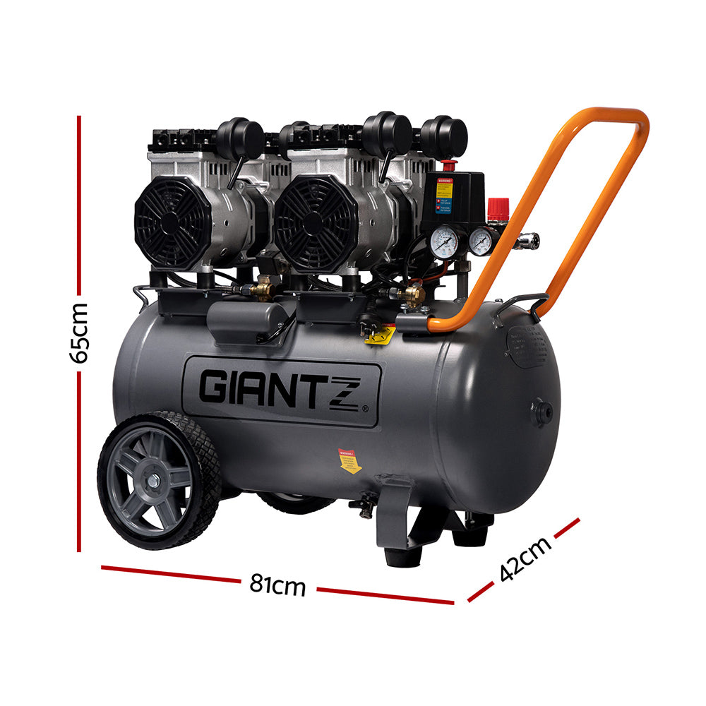 Giantz 50L Air Compressor 200L/min 3.0HP Oil-Free Quiet Electric Portable Air Inflator