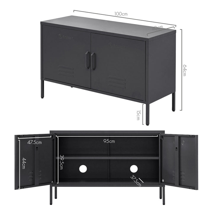 Artiss Buffet Sideboard Metal Cabinet - BASE Charcoal