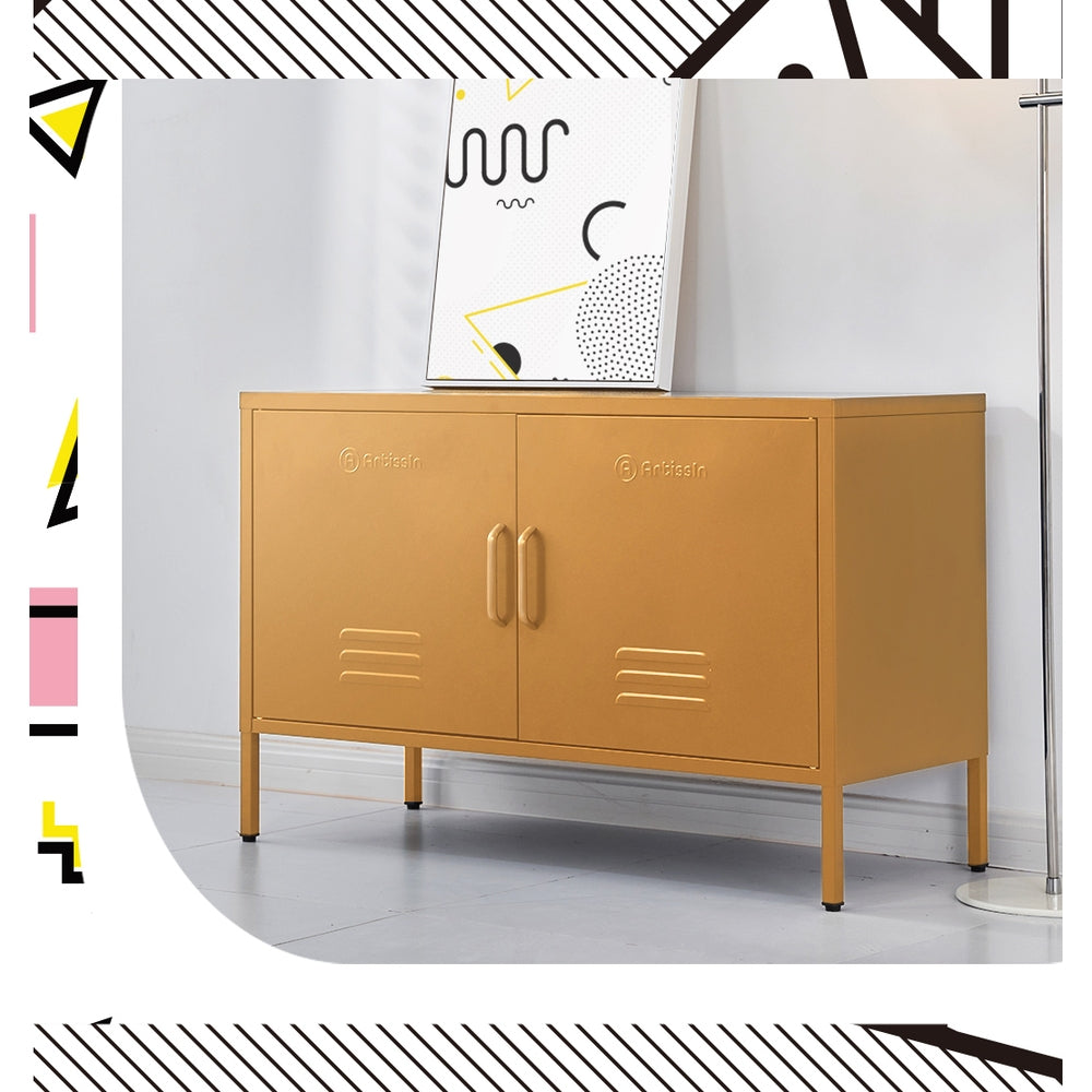 Artiss Buffet Sideboard Metal Cabinet - BASE Yellow