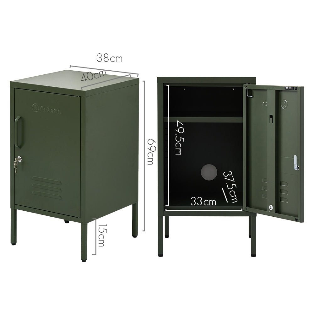 Artiss Bedside Table Metal Cabinet - Green