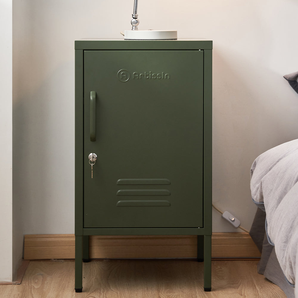 Artiss Bedside Table Metal Cabinet - Green