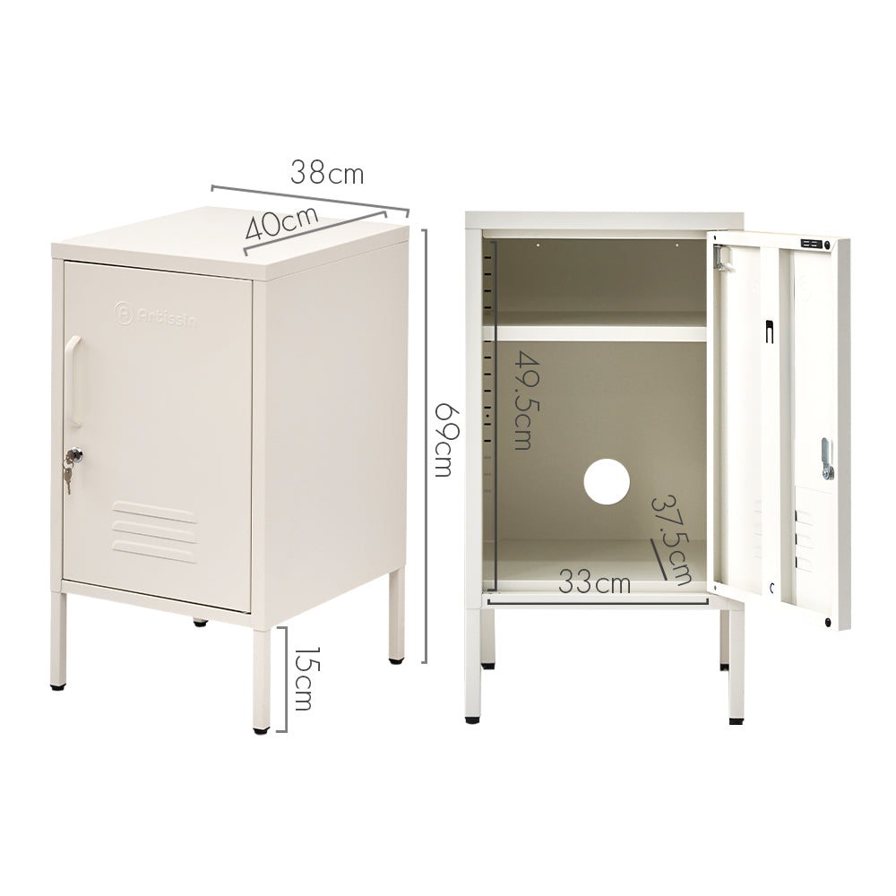 Artiss Bedside Table Metal Cabinet - White