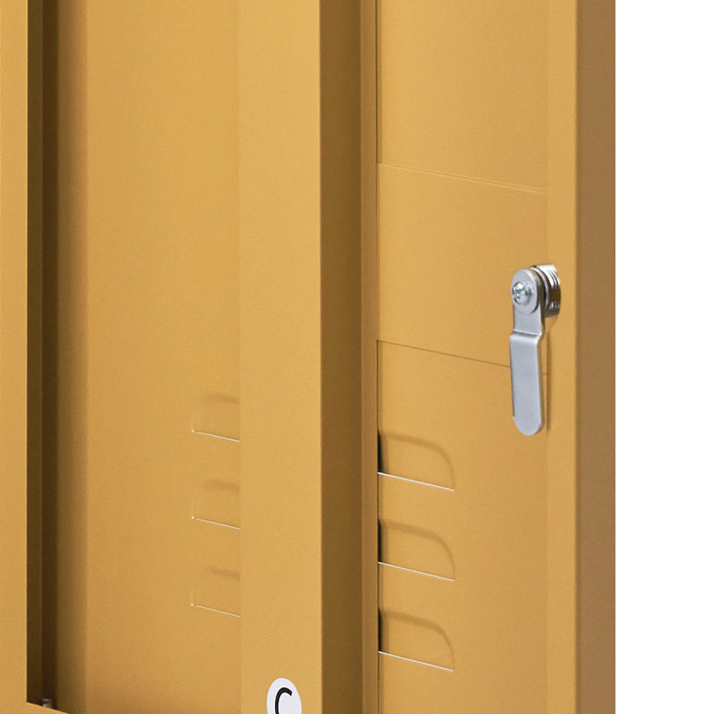 Artiss Bedside Table Metal Cabinet - Yellow