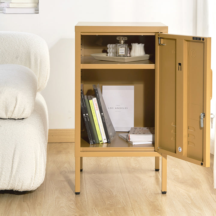 Artiss Bedside Table Metal Cabinet - Yellow