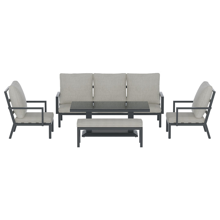 Gardeon 5-Piece Outdoor Furniture Setting Table Chair Set Aluminium Sofa 7-Seater