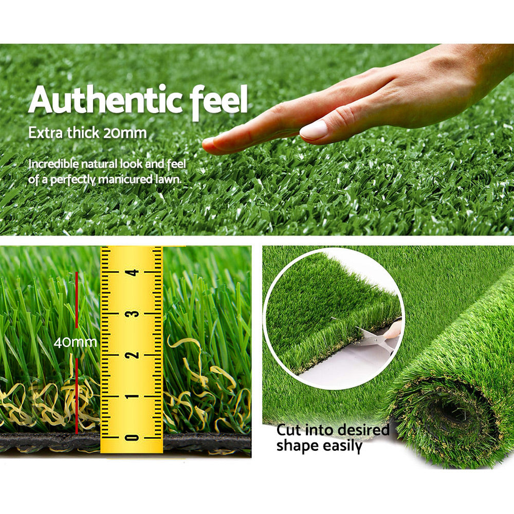 Primeturf Artificial Grass 40mm 2mx5m Synthetic Fake Lawn Turf Plastic Plant 4-coloured