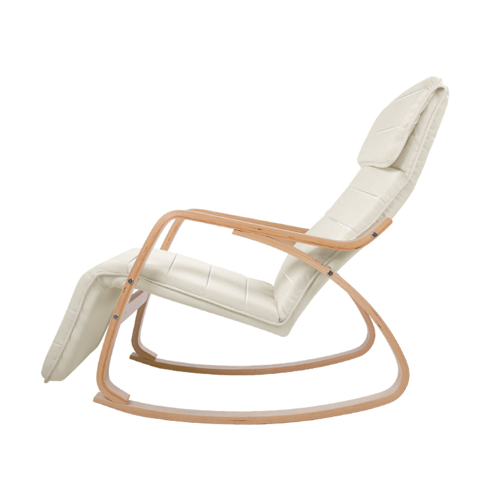 Artiss Rocking Armchair Footrest Nursing Beige Afton